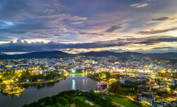 Luftaufnahme Von Lat Stadt Mit Sonnenuntergang Himmel Schöne Touristenziel Zentralen — Stockfoto