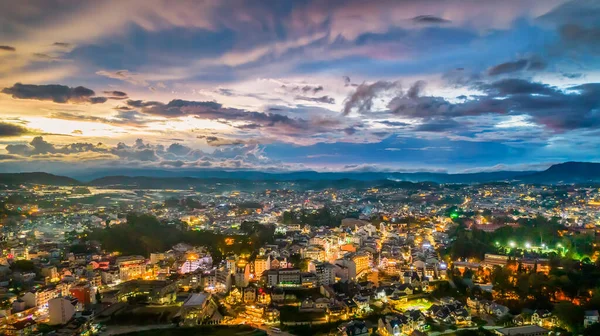 Luftaufnahme Von Lat Stadt Mit Sonnenuntergang Himmel Schöne Touristenziel Zentralen — Stockfoto