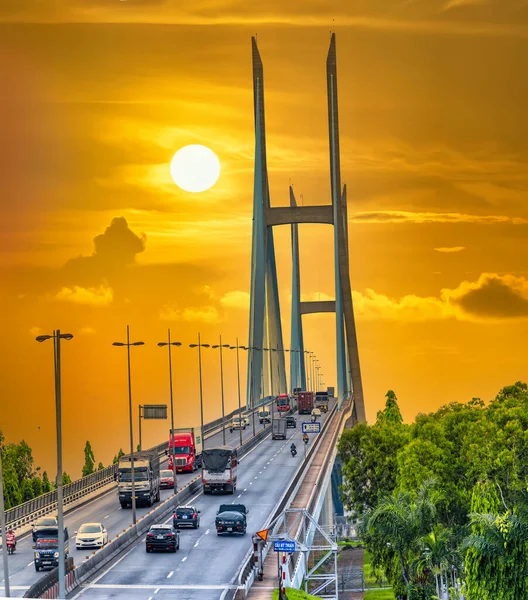 Vinh Long Wietnam Kwietnia 2022 Thuan Bridge Vinh Long City — Zdjęcie stockowe