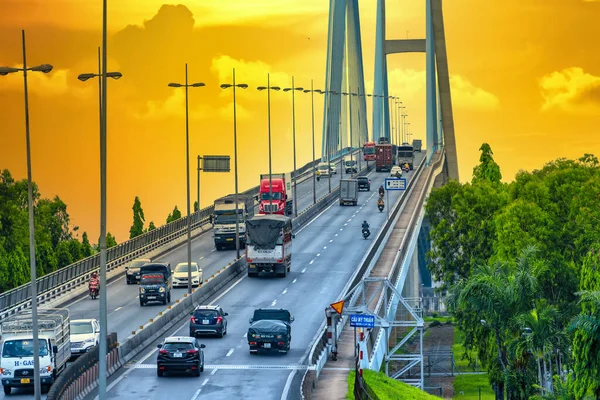 Винь Лонг Вьетнам Апреля 2022 Года Мой Мост Тхи Город — стоковое фото