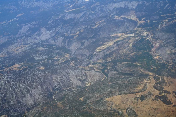 Αεροφωτογραφία βουνά ηλιοβασίλεμα, — Φωτογραφία Αρχείου