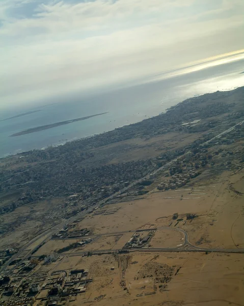 Hurghada cidade no Mar Vermelho a partir da vista aérea — Fotografia de Stock