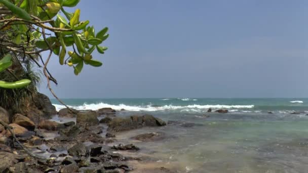 Turkosa havet vatten och stenar — Stockvideo