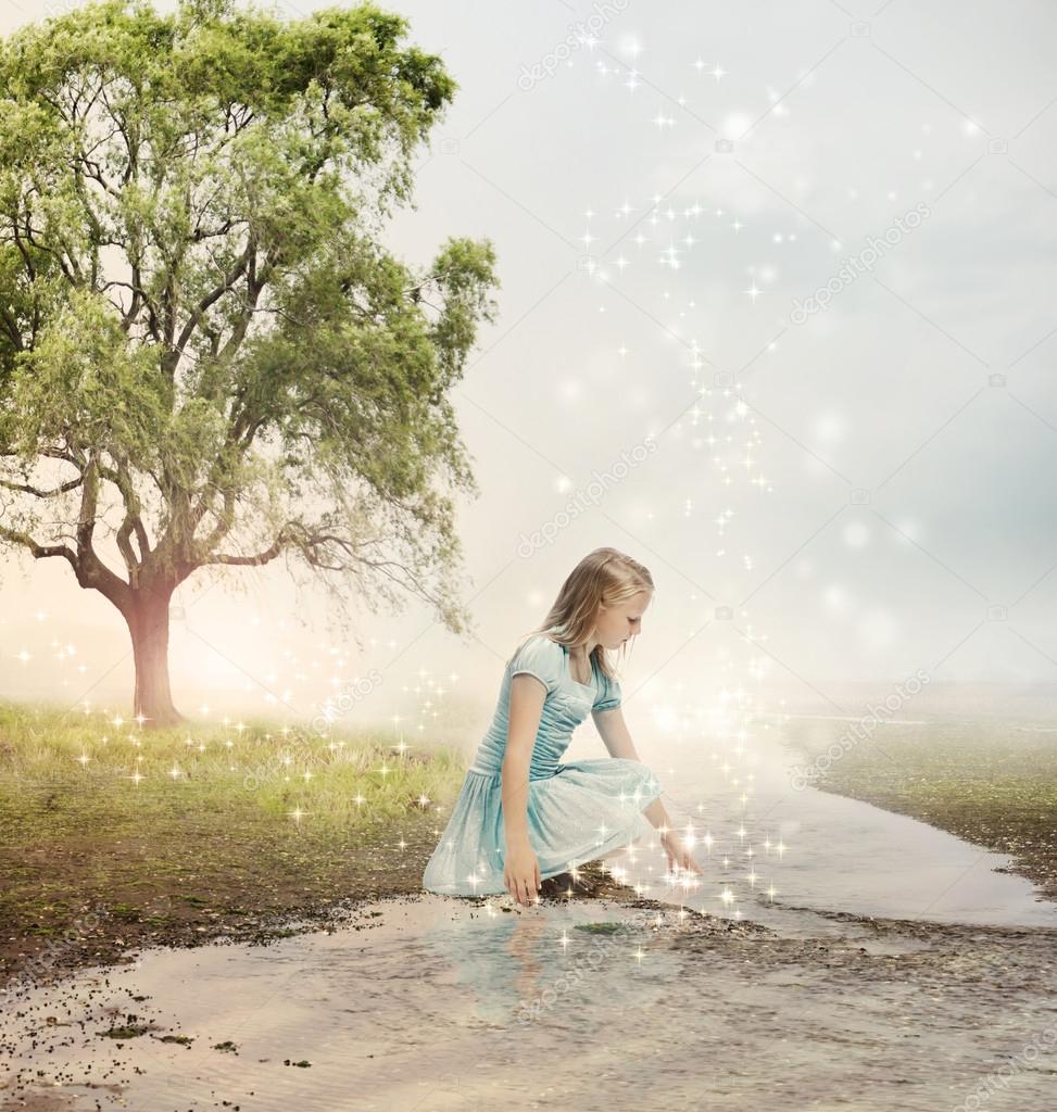 Girl at a Magical Brook