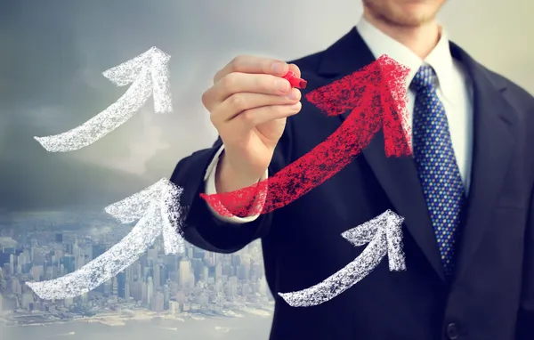 işadamı çizim yükselen okları