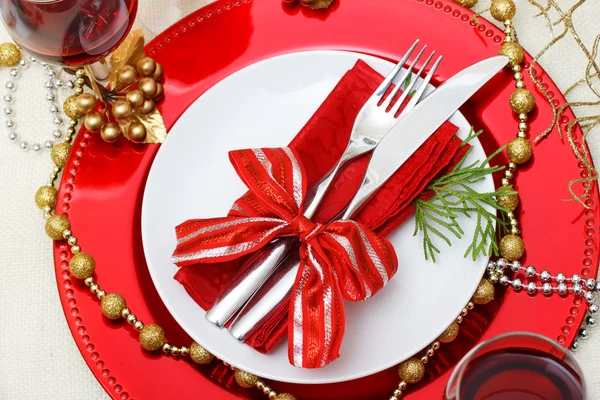 Assiettes de vacances avec argenterie Images De Stock Libres De Droits