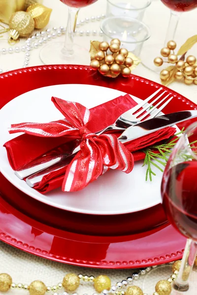 Mesa de cena de Navidad decorada —  Fotos de Stock