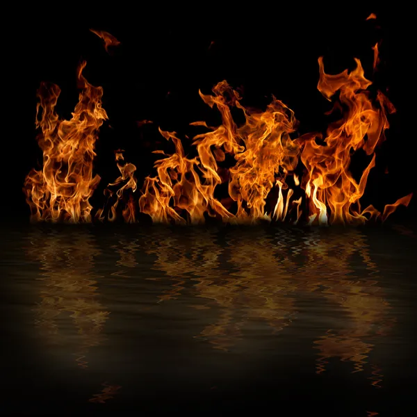 Fire with reflection — Stock Photo, Image
