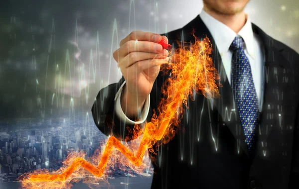 Empresario con Flaming Arrow — Foto de Stock