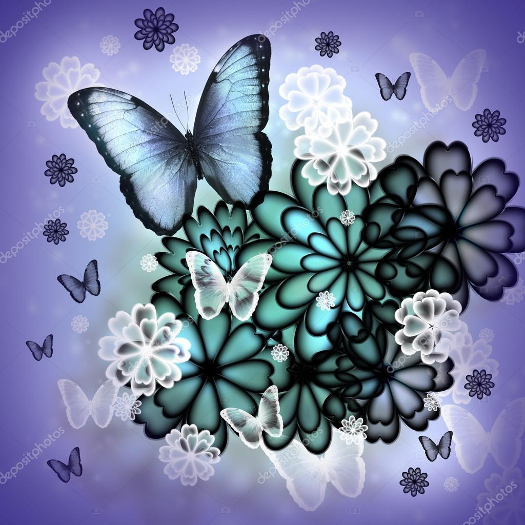 Mariposas y flores Ilustración — Foto de stock #19183735 © Melpomene, image size:1024x1024