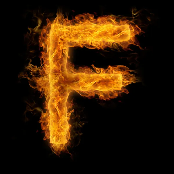 Carta flamejante F — Fotografia de Stock