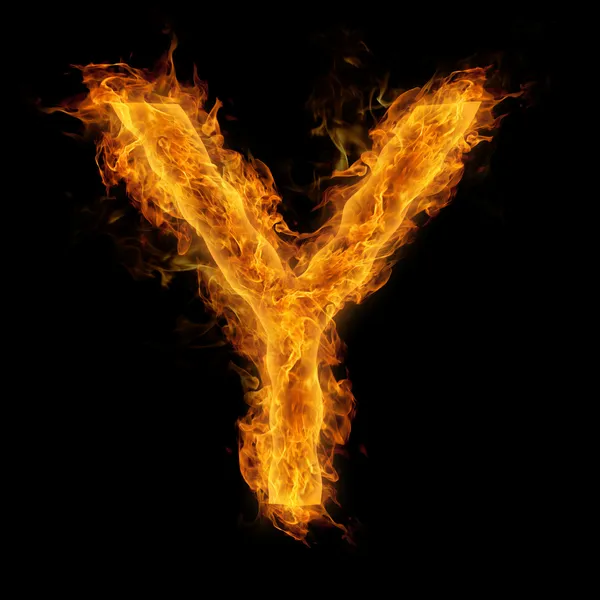 Flaming Letter Y — Stock Photo, Image