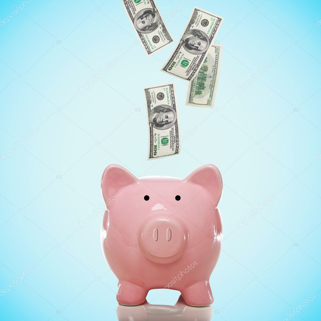 Pink Piggybank Stuffed With Dollar Bills Stock Photo - Download Image Now - Piggy  Bank, Savings, Currency - iStock