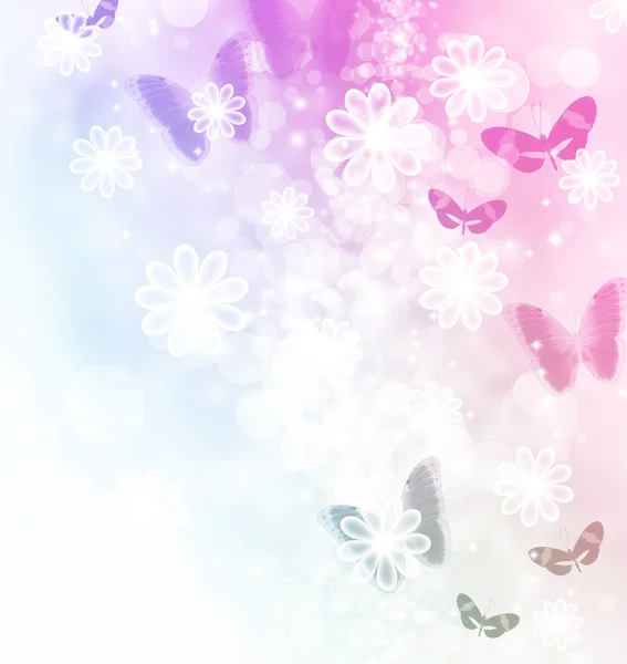Blüten und Schmetterlinge Illustration — Stockfoto