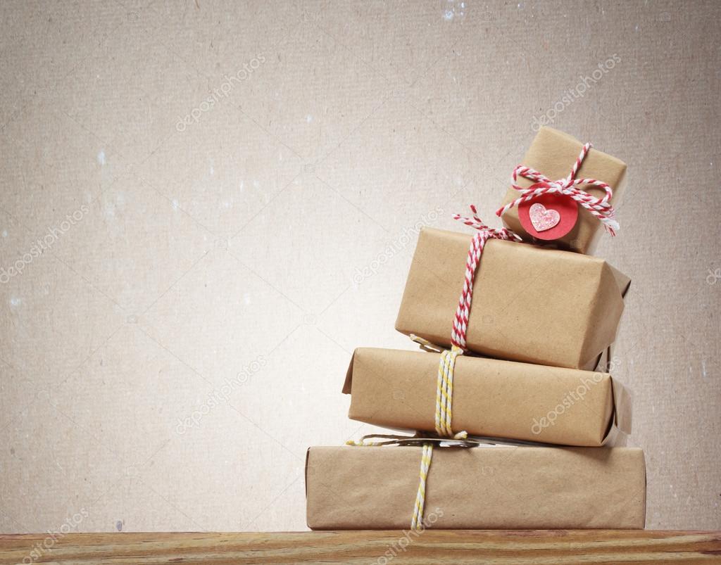 Stack of handcrafted gift boxes — Stock Photo © Melpomene 32330793