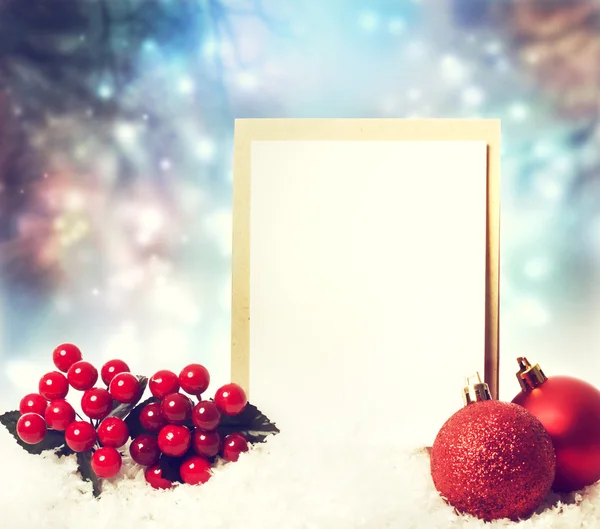 Christmas card with ornaments — Stock Photo, Image