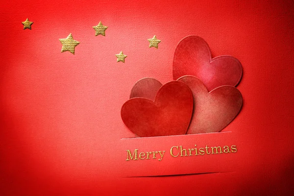 Handgeschept papier ambachtelijke Kerstmis harten — Stockfoto