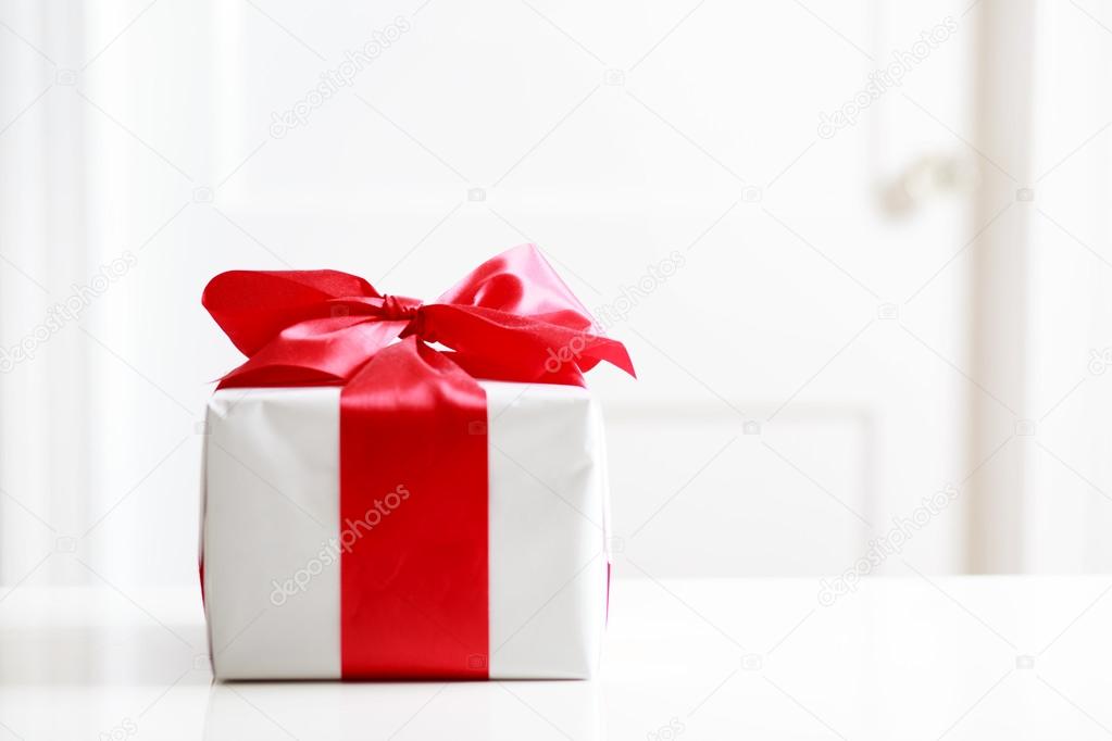 Gift box on table