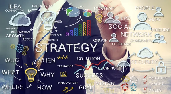 Empresário desenho conceitos de estratégia — Fotografia de Stock