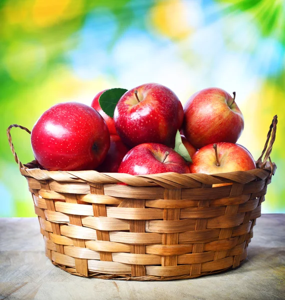 Pommes fraîches dans le panier — Photo