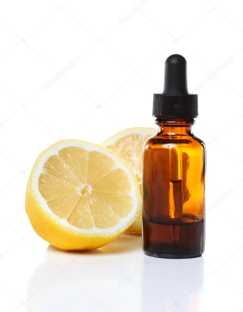 Herbal medicine dropper bottle with lemons