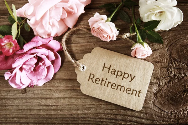 Gelukkig pensioen kaart met rozen — Stockfoto