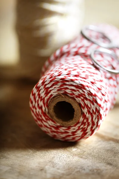 Spool of red and white twine — Stock Photo, Image