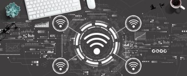 Bir bilgisayar klavyesi ile Wifi temasıName