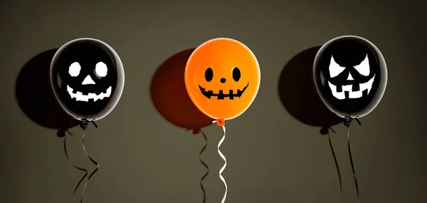 Halloween léggömb szellemek boldog arcok — Stock Fotó