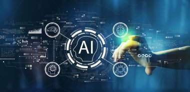 Yapay zeka kavramı bir teknoloji ekranına basıyor.