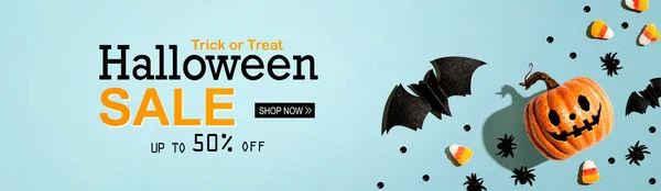 Werbebanner mit Halloween-Dekorationen — Stockfoto