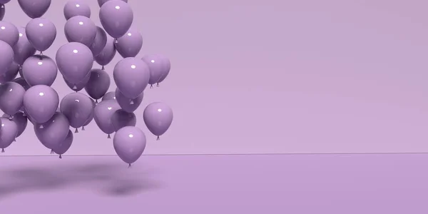 Плавающие воздушные шары на цветном фоне - 3D — стоковое фото