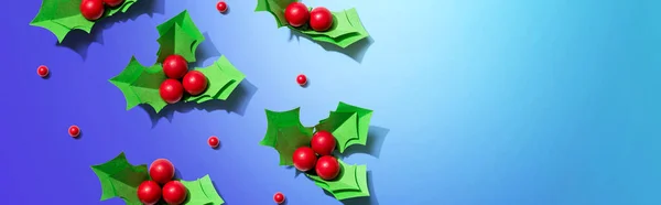 Christmas holly berries - Paper craft — Stock Photo, Image