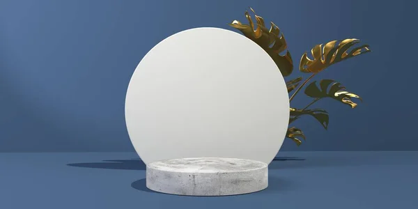 3D renderowanie minimalnych podium i roślin tropikalnych — Zdjęcie stockowe