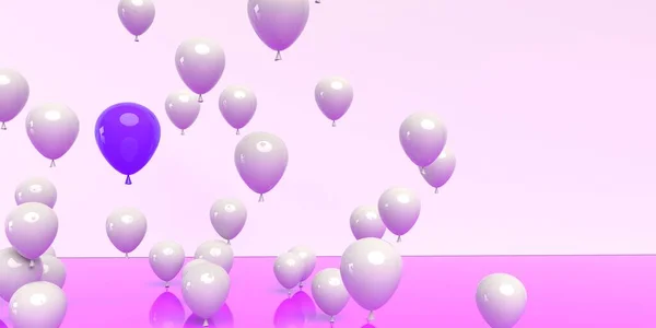 Un unico concetto di palloncino galleggiante - 3D — Foto Stock