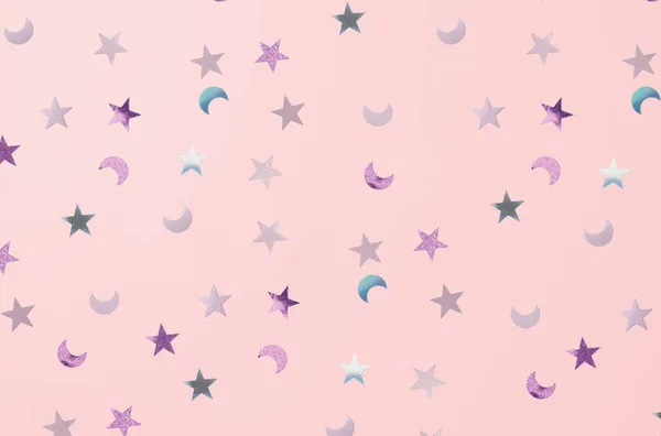 Pequenas luas e estrelas confetti — Fotografia de Stock