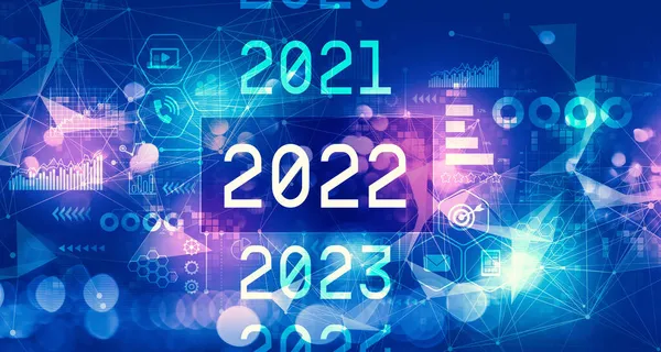 2022 Concept Nouvel An avec fond de lumière technologique — Photo