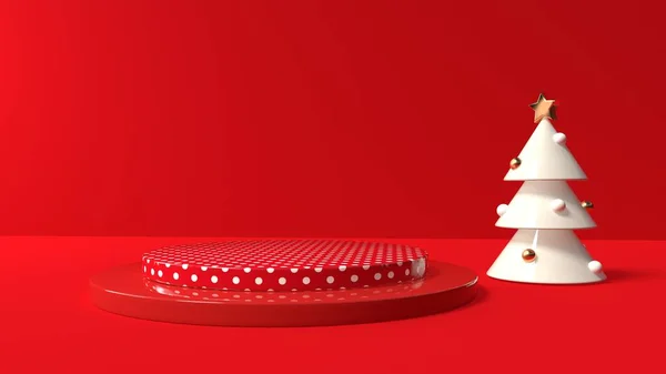 Malý vánoční stromek s pódiem - 3D vykreslení — Stock fotografie