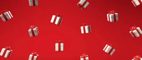 圣诞礼品盒图案- 3D渲染 — 图库照片