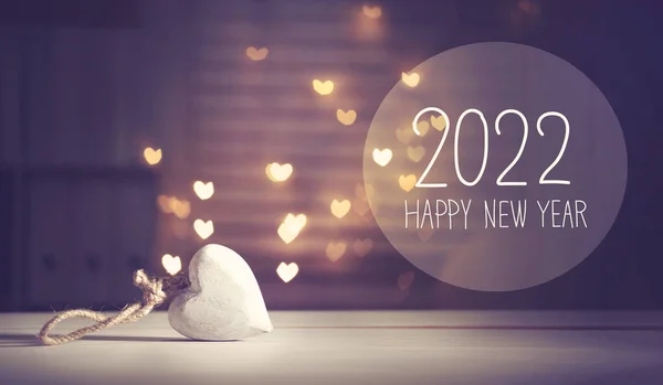 Nyår 2022 budskap med ett vitt hjärta — Stockfoto