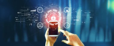 Akıllı telefon kullanan kişi ile iletişim sağlığı teması
