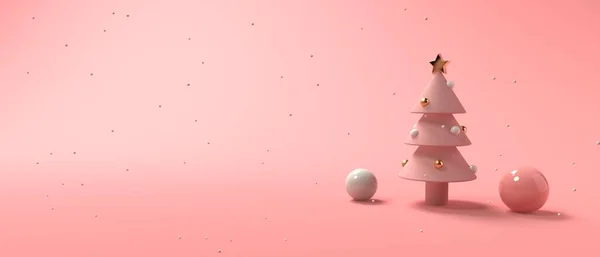 Árvore de Natal com bolas - renderização 3D — Fotografia de Stock