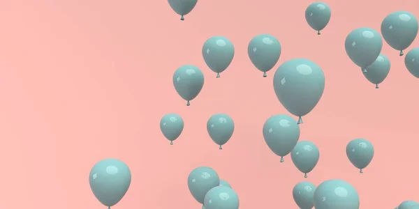 Globos flotantes sobre un fondo de color - 3D — Foto de Stock