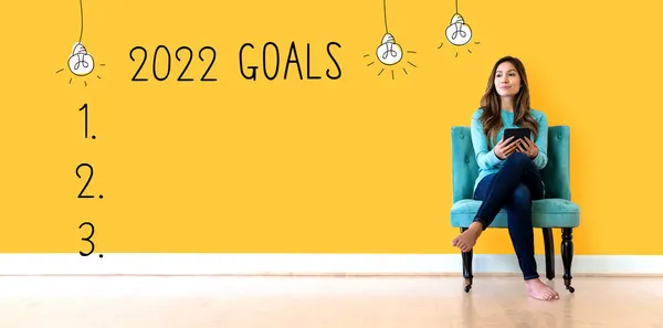 2022 goluri cu o femeie tânără — Fotografie, imagine de stoc