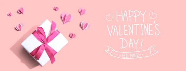 Valentines Day message with a gift box — Stock Photo, Image