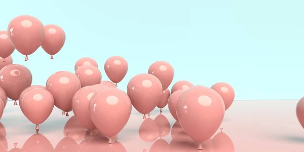 Πλωτά μπαλόνια σε έγχρωμο φόντο - 3D — Φωτογραφία Αρχείου