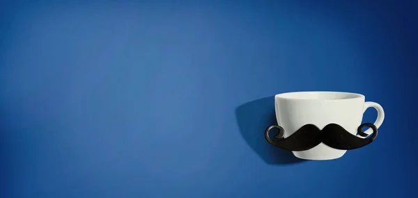 Kağıt bıyıklı bir fincan kahve. — Stok fotoğraf