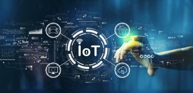 Bir teknoloji ekranına elle basılan bir tema yok