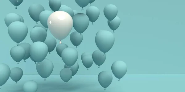 Bir adet eşsiz yüzen balon konsepti - 3D — Stok fotoğraf