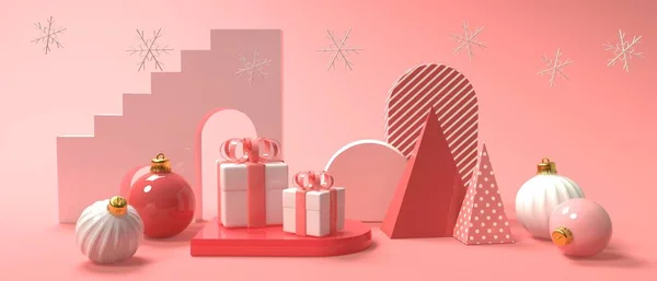 Confezioni regalo di Natale con forme geometriche - rendering 3D — Foto Stock